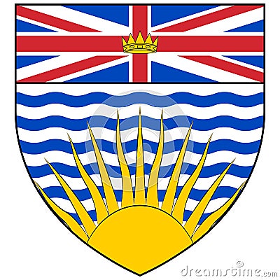 Coat of arms of British Columbia in Canada Vector Illustration