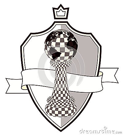 Coat of arms chess pawn and crown, vector Vector Illustration