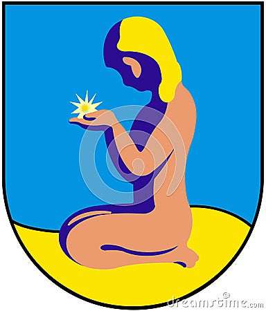 Coat of arms of the city of Amber. Kaliningrad region. Russia Stock Photo