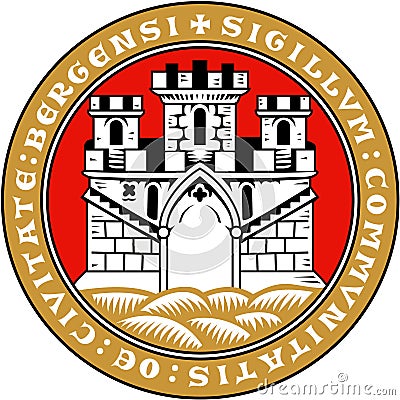 Coat of arms of the city of Bergen. Norway Stock Photo