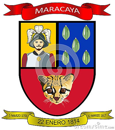 Coat of arms of the city of Maracay. Venezuela Editorial Stock Photo