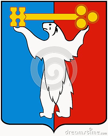 Coat of arms of the city of Norilsk. Krasnoyarsk region. Russia Stock Photo