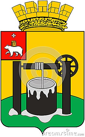 Coat of arms of the city of Solikamsk, Perm Territory. Russia. Editorial Stock Photo