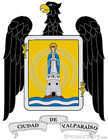 Coat of arms of the city of Valparaiso. Chile Stock Photo