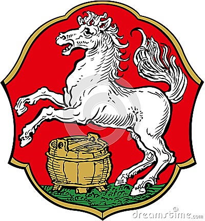 Coat of arms of the community of Freilassing. Germany. Stock Photo