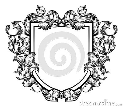 Coat of Arms Crest Family Knight Heraldic Shield Vector Illustration