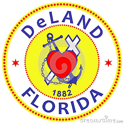 Coat of arms of DeLand city in Florida of USA Vector Illustration
