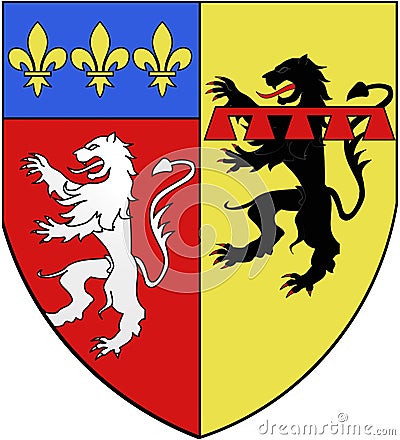 Coat of arms of the department of Ron. France Stock Photo