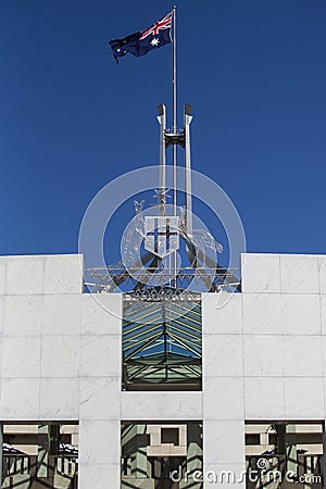 Coat of Arms and Flag Pole Editorial Stock Photo