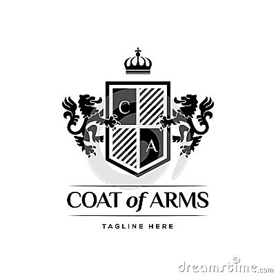 Coat Of Arms Heraldic Luxury Logo Design Concept Vector Illustration