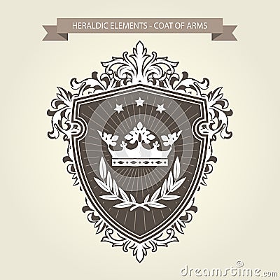 Coat of arms - heraldry, shield and crown Vector Illustration