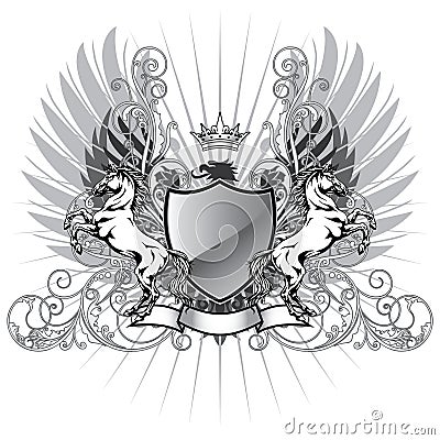 Coat of arms with horse Vector Illustration