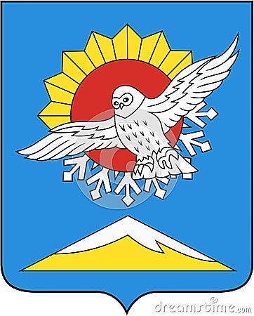 Coat of arms of the Kayerkan urban area. Norilsk Krasnoyarsk region . Russia. Stock Photo