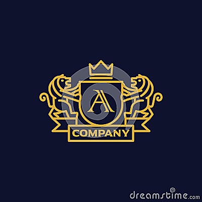 Coat of Arms Letter A Company Vector Illustration