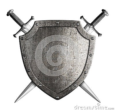 Coat of arms medieval knight shield and sword Stock Photo