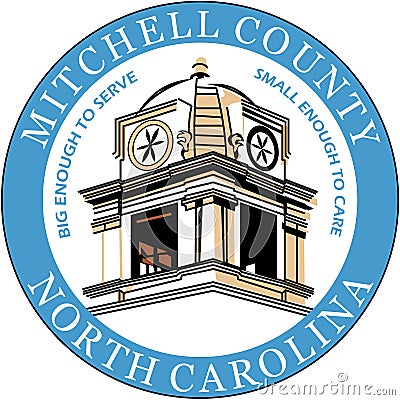 Coat of arms of Mitchell County. America. USA Stock Photo