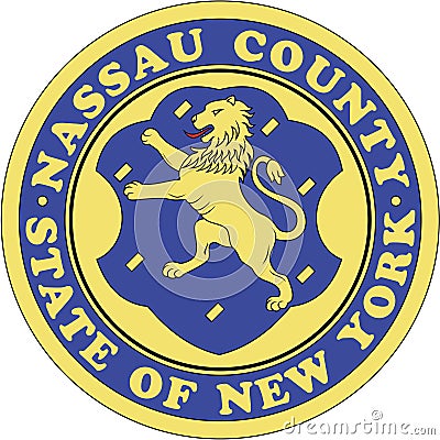 Coat of arms of Nasso County. America. USA Editorial Stock Photo