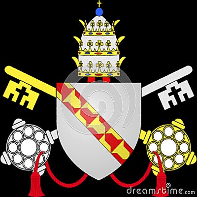 Glossy glass coat of arms of Pope Martin IV Editorial Stock Photo