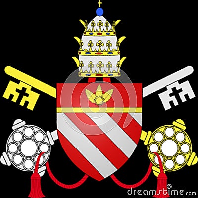 Glossy glass coat of arms of Pope Urban VII Editorial Stock Photo