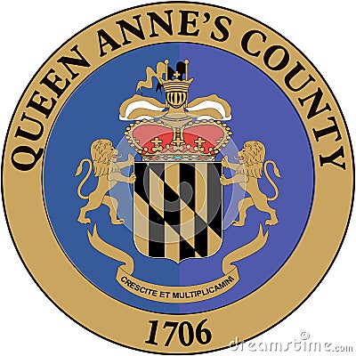 Coat of arms of Queen Anne County. America. USA Stock Photo