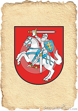 The coat of arms of the Republic of Lithuania is a country in Europe. Stock Photo