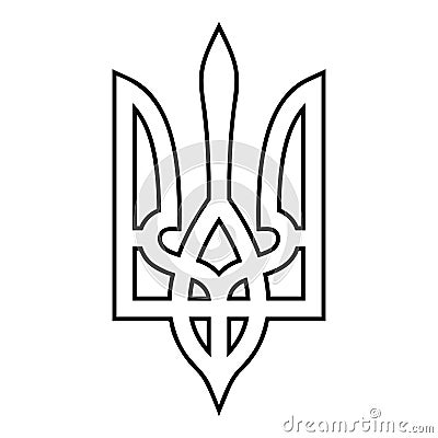 Coat of Arms of Ukraine State emblem National ukrainian symbol Trident icon outline black color vector illustration flat style Vector Illustration