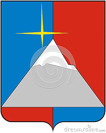 Coat of arms of the urban-type village Snezhnogorsk. Krasnoyarsk region. Russia Stock Photo