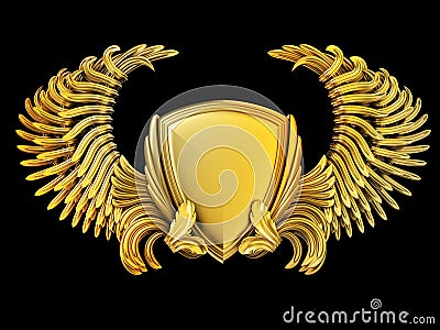 Coat of arms with wings and shield Stock Photo