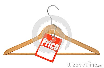 Coat hanger and price tag Stock Photo