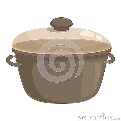 Coating saucepan icon cartoon vector. Glass lid closed Vector Illustration