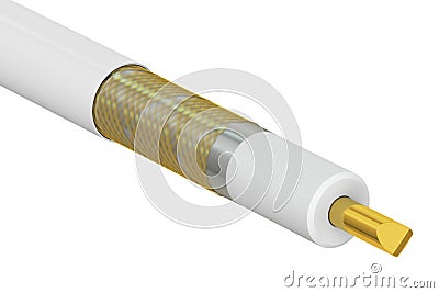 Coaxial cable cutaway, 3D rendering Stock Photo