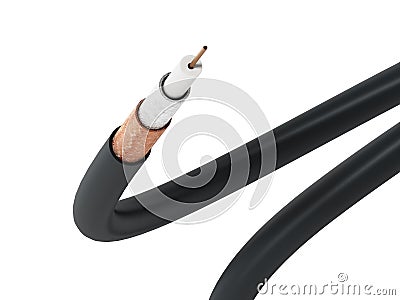 Coaxial cable showing detailed layers. 3D illustration Cartoon Illustration