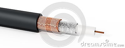 Coaxial cable showing detailed layers. 3D illustration Cartoon Illustration