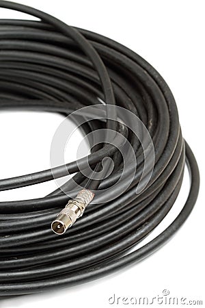 Coaxial cable and tv Connector Stock Photo