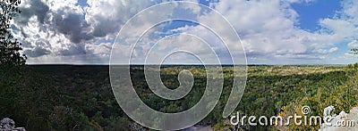 Coba Maya: Panoramic view of the tropical forest Stock Photo
