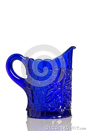 Cobalt blue glass pitcher Stock Photo