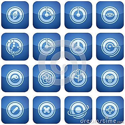 Cobalt Square 2D Icons Set: Abstract Vector Illustration