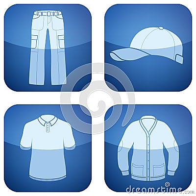 Cobalt Square 2D Icons Set: Man's Clothing Stock Photo