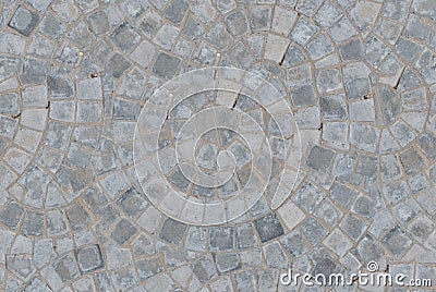 Cobble circular pattern block pavement seamless texture background. Top view Stock Photo