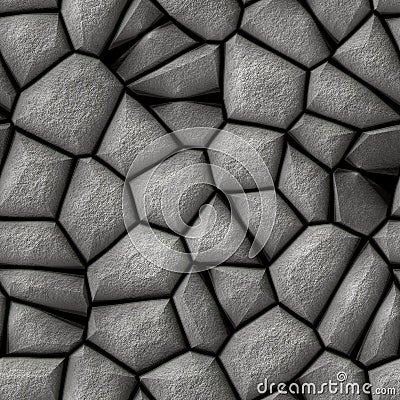 Cobble stones irregular mosaic texture seamless background - pavement gray natural colored Stock Photo