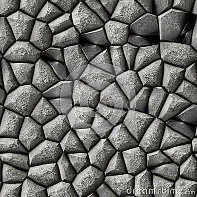 Cobble stones mosaic pattern texture seamless background - pavement gray natural colored pieces Stock Photo