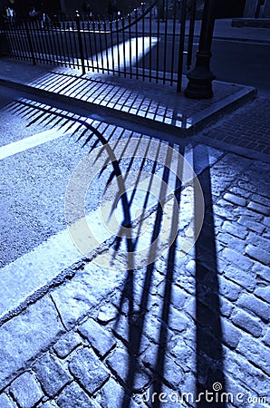 Cobblestone road shadow Stock Photo