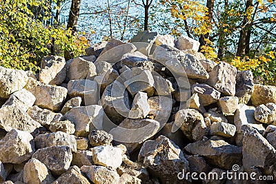 Cobblestones on a construction site. Stock Photo