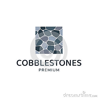 Cobblestones logo template vector illustration. Stone logotype concept. Simple square rocks icon isolated on a white Vector Illustration