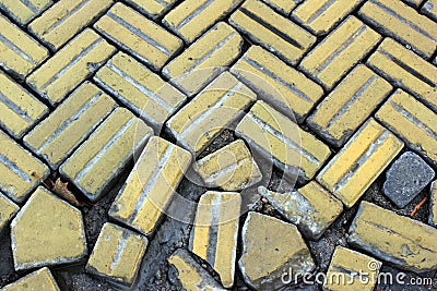 Cobblestones pavement destruction Stock Photo