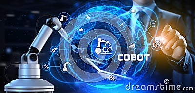 Cobot collaborative robot arm 3d render. industrial automation technology concept Stock Photo