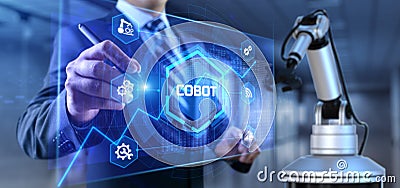 Cobot collaborative robot arm 3d render. industrial automation technology concept Stock Photo