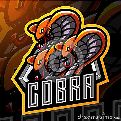 King Cobra head esport mascot logo Vector Illustration