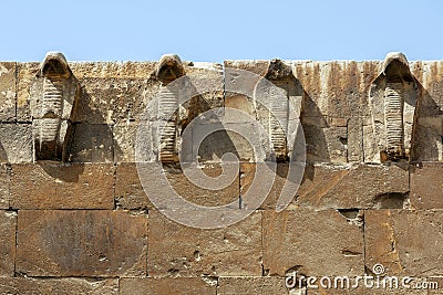 Cobra figures adorn the eastern wall of the Saqqara Necropolis in northern Egypt. Stock Photo