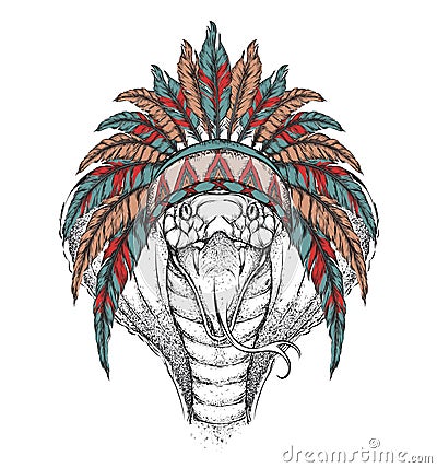 Cobra in the Indian roach. Vector Illustration